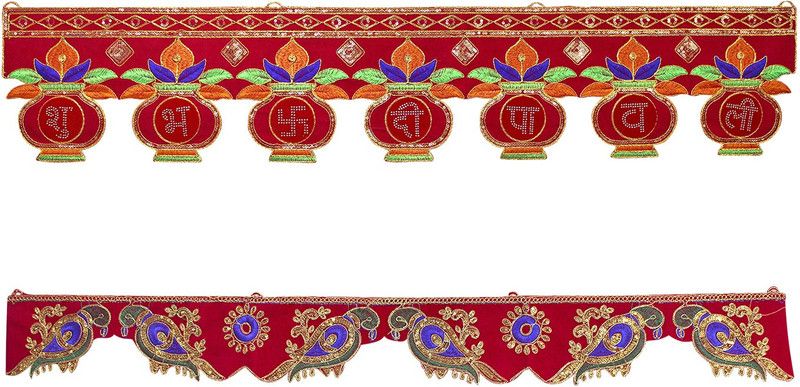 bandhan Set of 2 Toran/Bandarwal Door Hanging/Bandarwaan/Toran for Door Traditional Bandarwaal for Home and Office Shubh Deepawali Toran for Home Décor-C47 Toran  (Velvet, Cotton)
