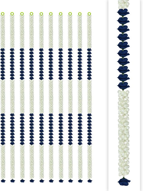 Craftox Décor Decorative Jasmine and Rose Flower Plastic Garland, Color Orange, (CN-81203-10) Plastic Garland  (White, Blue)