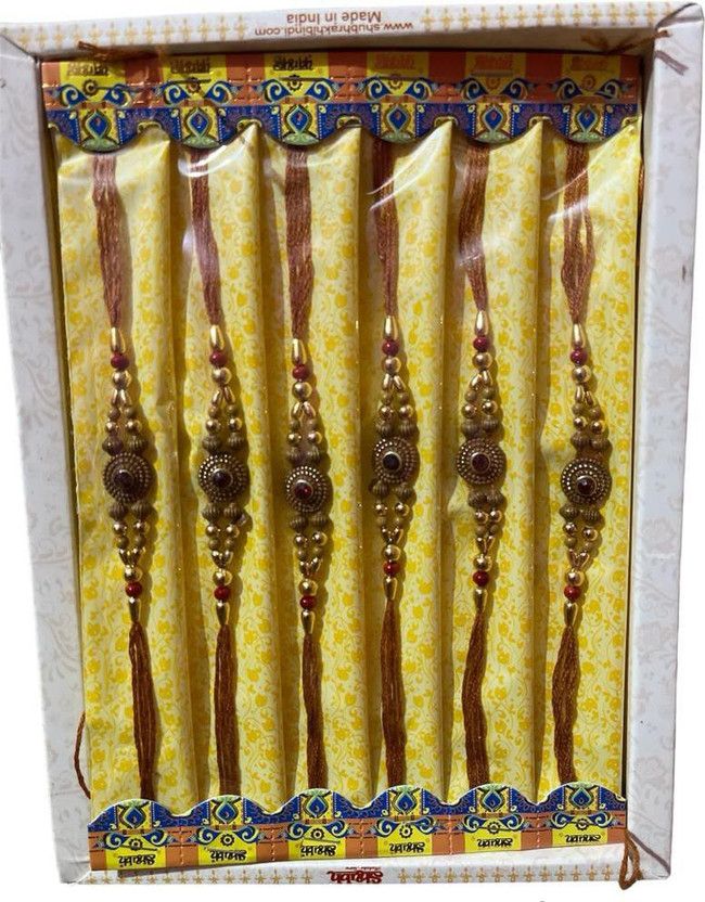 Chawal Roli Pack Set  (Raksha Bandhan Festival Rakhi for Bhaiya and Bhabhi,, Set Of 6 With Free Gift)