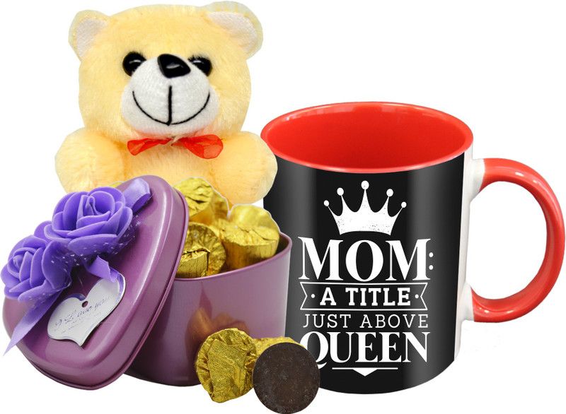 Midiron Lovely Gifts for Beautiful Mumma, Chocolate Bar with Ceramic Mug and Teddy, Gift for Mom on her Birthday, Mother's Day IZ19Choco15TinBox4PurMUrTCr-STMother-57 Ceramic, Silk Gift Box  (Multicolor)