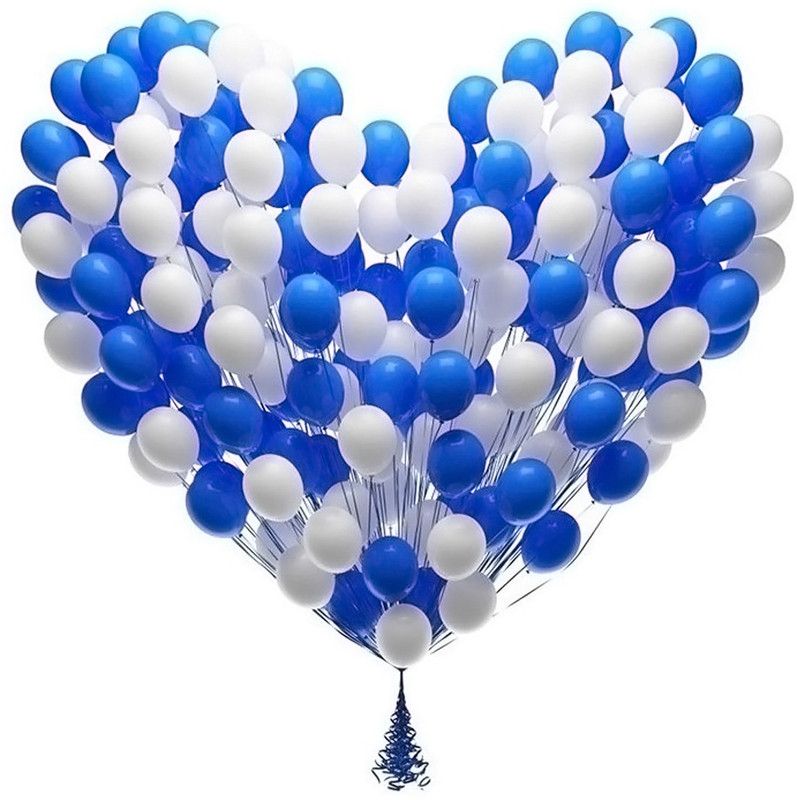 ShopGlobal Solid EVA0226 Balloon  (Blue, White, Pack of 100)