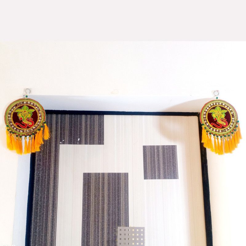 P A HEALTH AND FITNESS Latest OM-GANESHAJI Door/Wall Main Entrance Poojaroom/Weding Decor. Toran  (cotton)