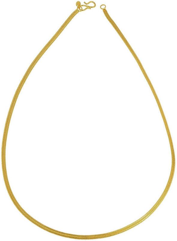 Jagsun Dzinetrendz Gold covered Brass 4mm broad, 22 Inch, 14 Gm, plain and sober flat rasrawa Stylish Fashion chain necklace for Men Women Girls Gold-plated Plated Brass Chain ()
