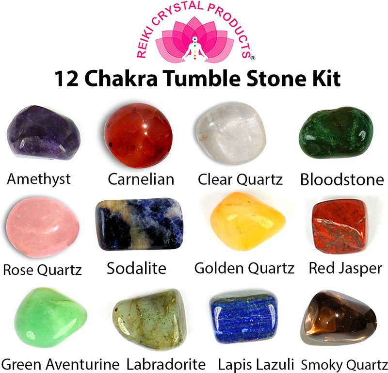 REIKI CRYSTAL PRODUCTS Natural Crystal 12 Chakra Tumble Stone Kit for Reiki Healing and Vastu Correction and Increase Creativity Not Dyed Charged by Reiki Grand Master & Vastu Expert Crystal Yantra  (Pack of 1)
