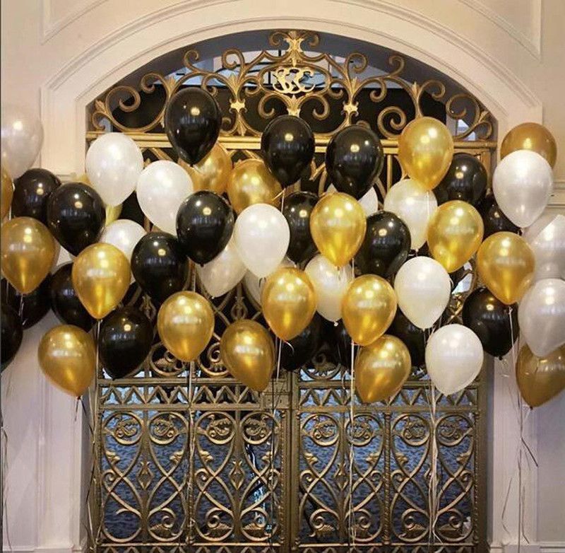 JMO27Deals Solid 10golden, 10white, 10black balloons Balloon  (Gold, Pack of 30)