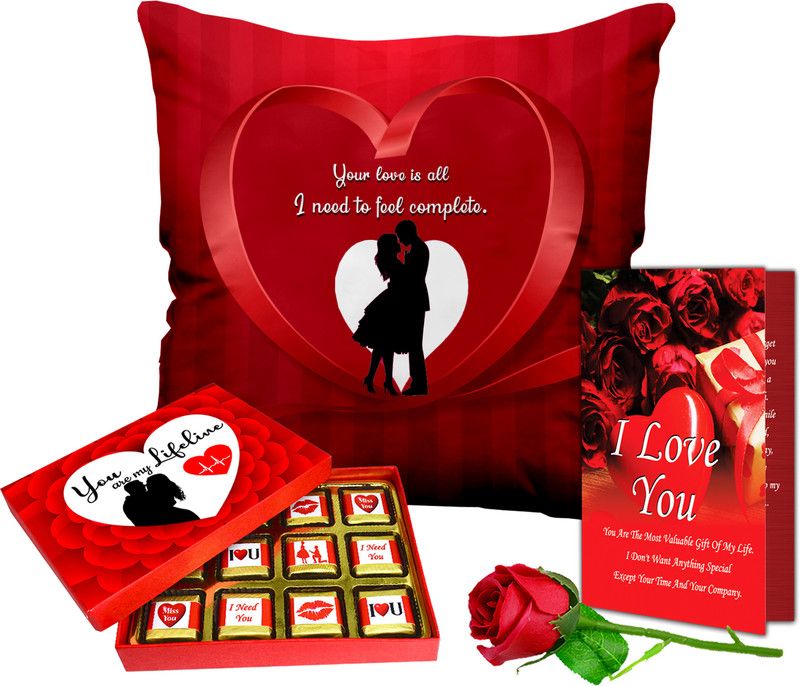Midiron Valentine Day Gift For Couple/Chocolate Gift (Cushion, Rose, Card, Chocolate, ) Ceramic, Fiber, Paper Gift Box  (Multicolor)