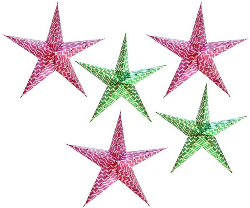 Indian Gift Emporium XMAS1009 Hanging Star Pack of 5