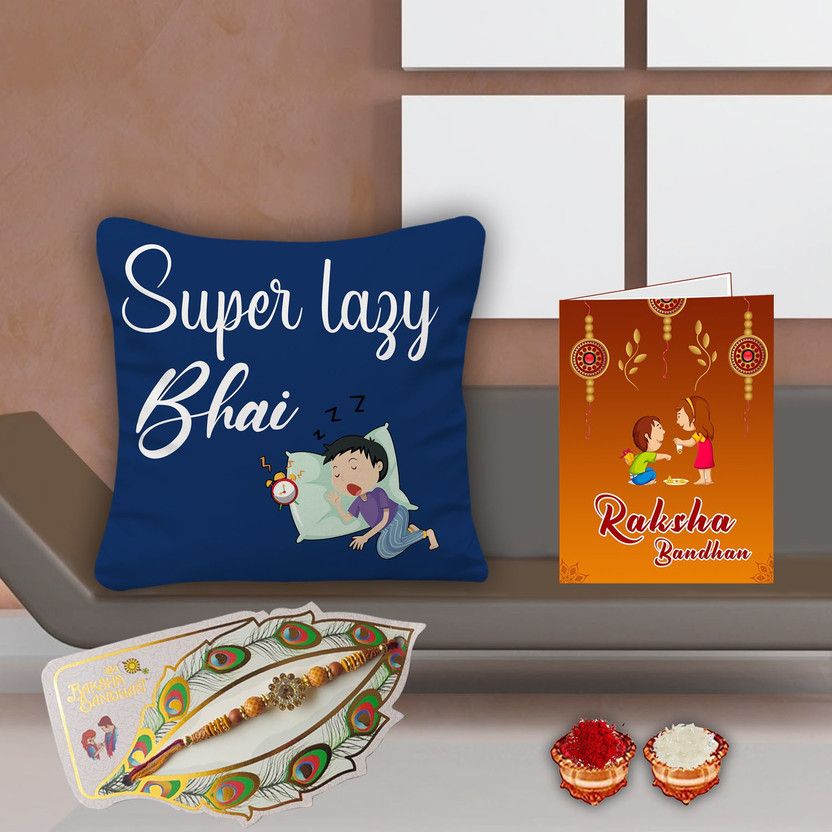 Cushion, Chawal Roli Pack, Greeting Card, Rakhi Set  (1)