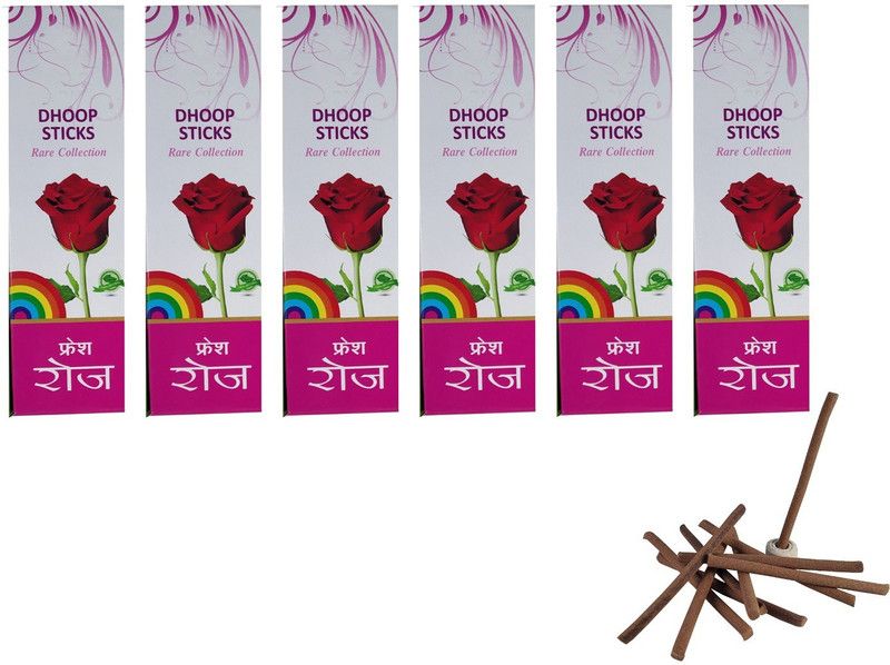 Utkarsh Rare Collection(Pack Of 6) Premium Fresh Rose/Gulab Scented Dry Dhoopbatti Incense Sticks Box(10 Sticks) for Worship/puja and Mediation,Spritual Purpose Rose  (10, Set of 6)