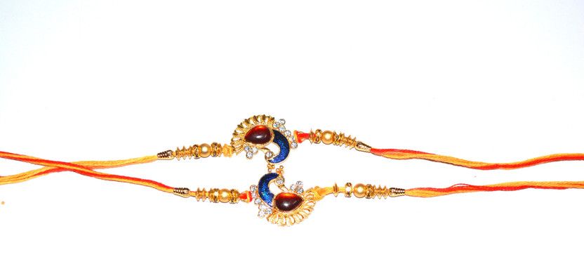 Rakhi Set  (2 multicoloured peacock rakhi)