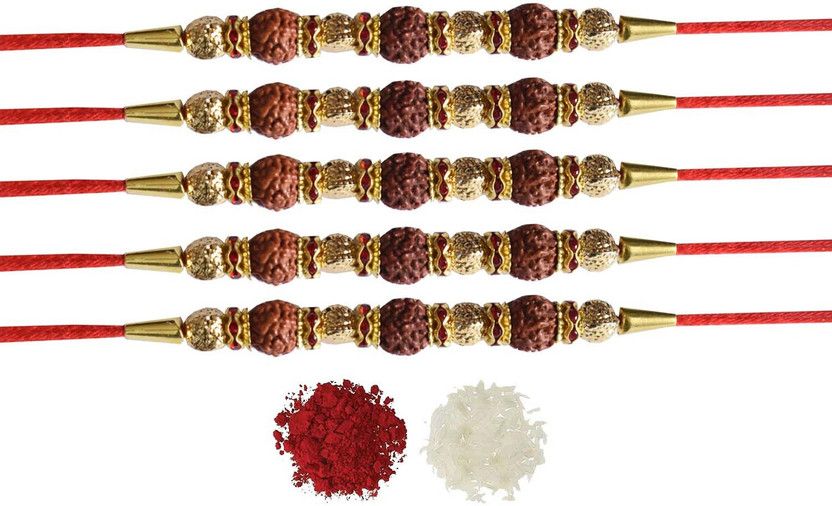 Rakhi Set  (Pack of 5 Rakhi, 1 Pack roli chawal)