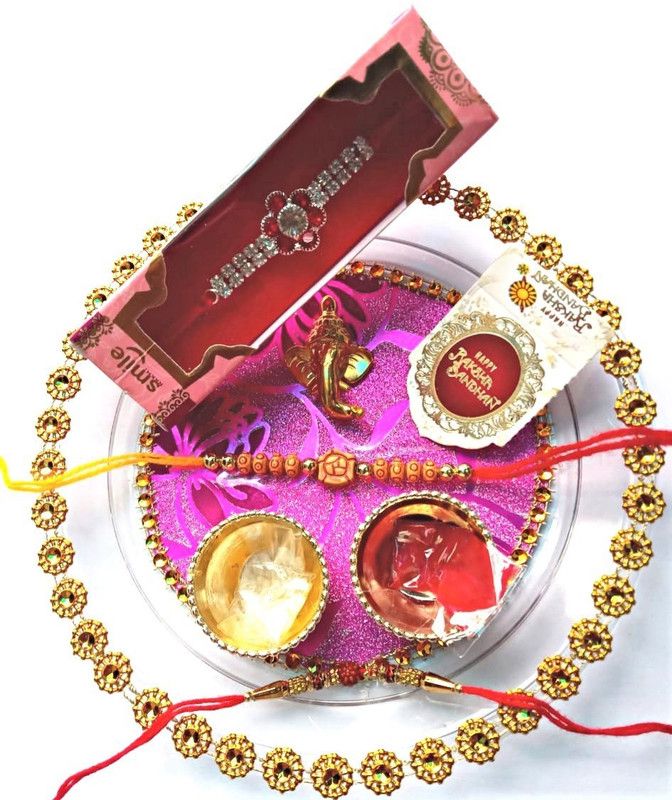 Best Buy Store BBS Rakshabandhan Rakhi Special Thali Plastic  (9 Pieces, Red)
