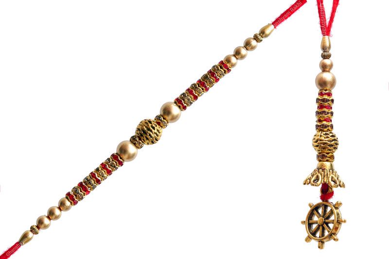 Rakhi Set  (Exclusive Golden Plated With Ad diamond Rinf Rakhi For Bhaiya Bhabhi)