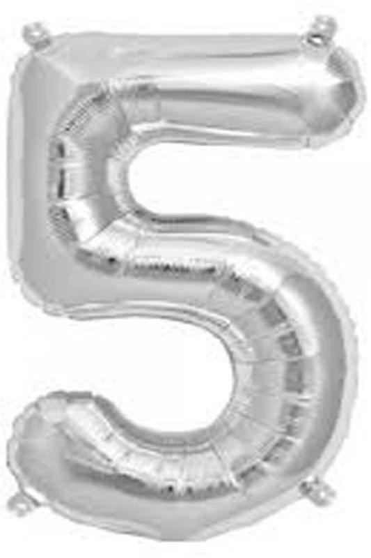 JMO27Deals Solid SILVER NUMBER BALLOON 5 Balloon  (Silver, Pack of 1)