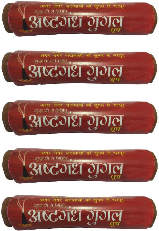 Uniqon (Pack Of 5) Premium Quality Astagandha Multi-Fragrance Single Long Burning Thick Incense Guggal Dhoop for Worship Pooja Meditation Spritual Religious Purposes Guggul Dhoop  (Pack of 5)