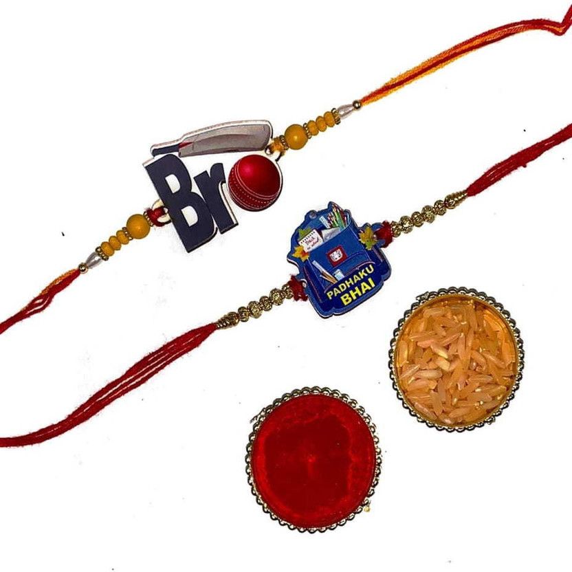 Rakhi, Chawal Roli Pack Set  (2 RAKHI, CHAWAL, ROLI)
