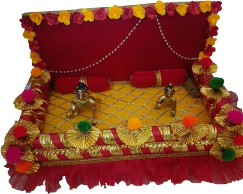 Kanha Wooden All Purpose Chowki  (Red)