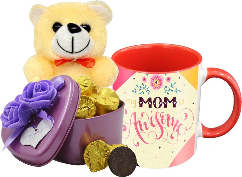 Midiron Beautiful Gifts for Lovely Mumma, Chocolate Bar with Ceramic Mug and Teddy, Gift for Mom on her Birthday, Mother's Day IZ19Choco15TinBox4PurMUrTCr-STMother-64 Ceramic, Silk Gift Box  (Multicolor)