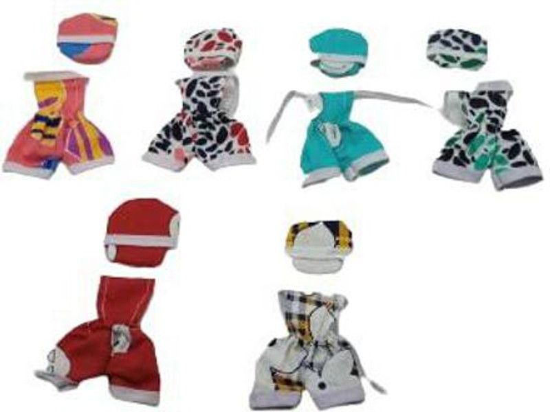 Laddu Gopal Ji combo of 6 cotton jump suits with cap (random) size 4 Dress  (Cotton)