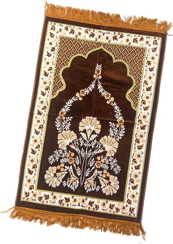 ALRAZA LOOMS Velvet Prayer Mat  (Brown, Large)