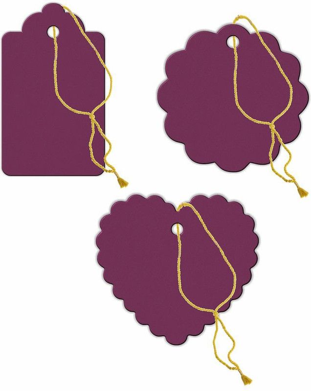 CVANU 150pcs Designer Blank Craft Paper Label/ Note Garment Hang Card Double-Sided Printable Handmade Gift Tag With Golden Strings Idea For Festival Decoration And Special Occasion - Prune Colour Greeting Card  (Prune, Pack of 150)