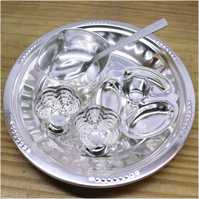 Ojas 2 NO TABAK POOJA SET Silver Plated  (6 Pieces, Silver)
