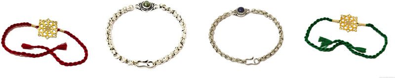 Bracelet, Rakhi Set  (2 rakhi, 2 Bracelet)