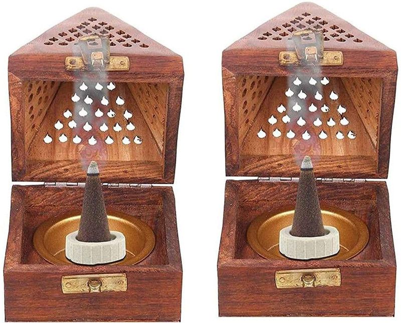 SWH Wooden Incense Holder Set  (Brown)
