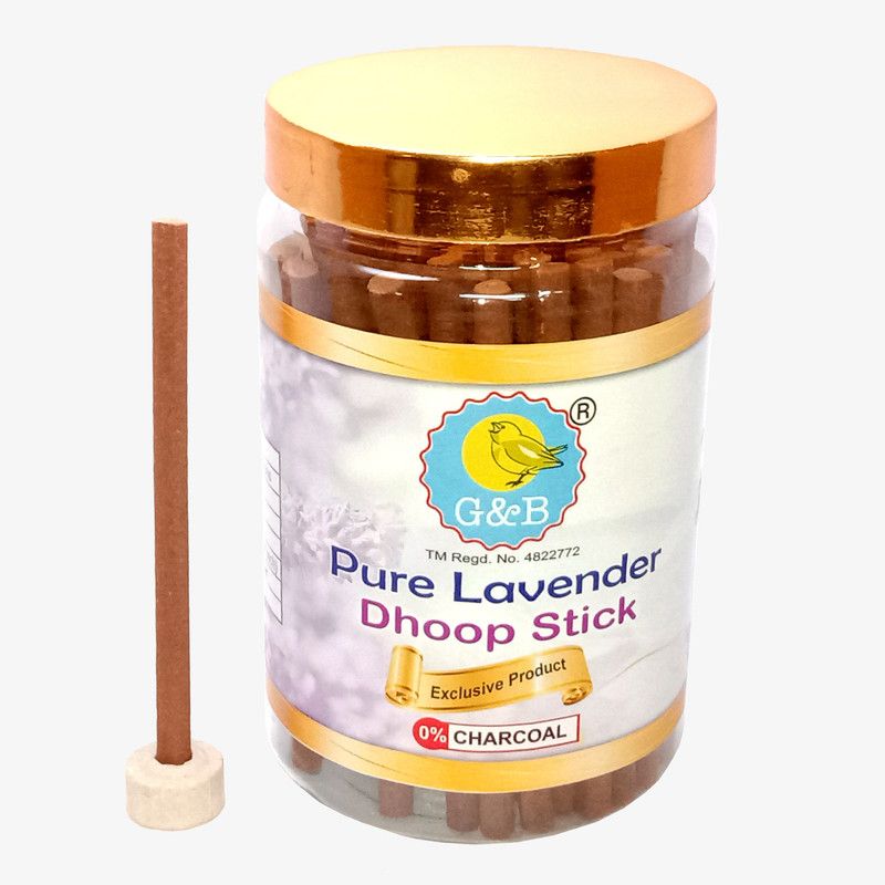G&B Dhoop Stick (4 inch) Non Toxic and Charcoal Free Natural Dhoop Batti Fragrance (Pure Lavender)  (200, Set of 1)