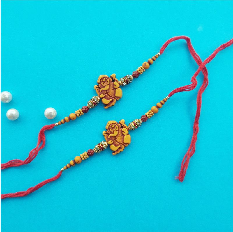 Rakhi Set  (2 Piece Handmade Fancy Designer Rudraksh Rakhi for Mens & Kids)