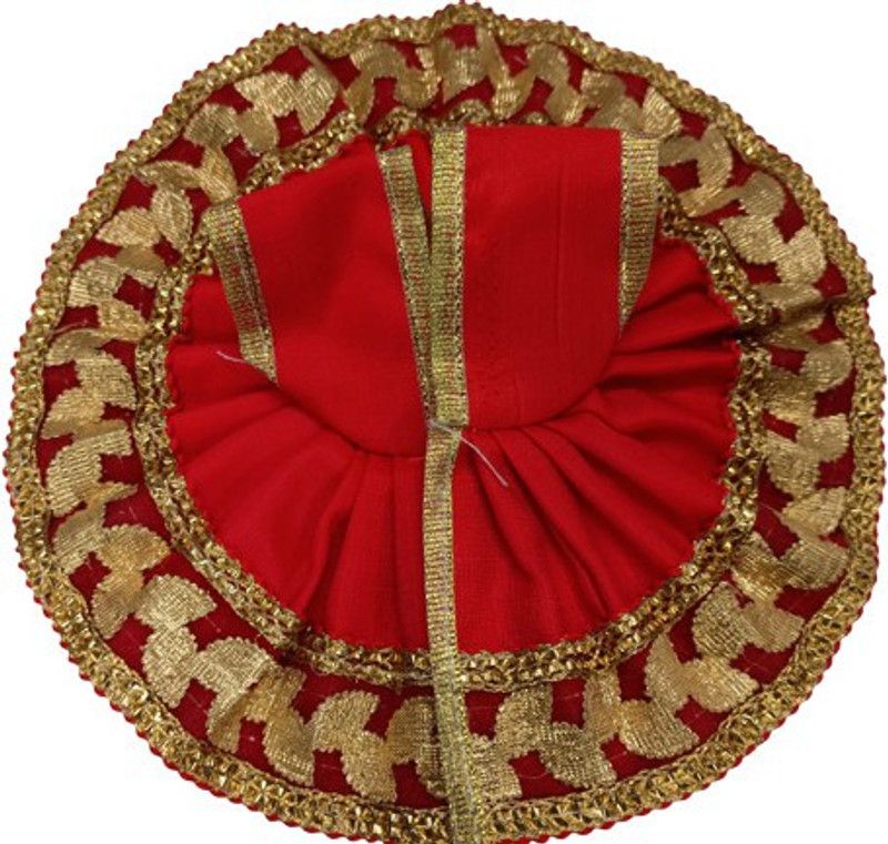 JISKRa JISKRa Golden Thread Work in Laddu Gopalji Poshak (Size-6) Dress Dress  (Cotton)