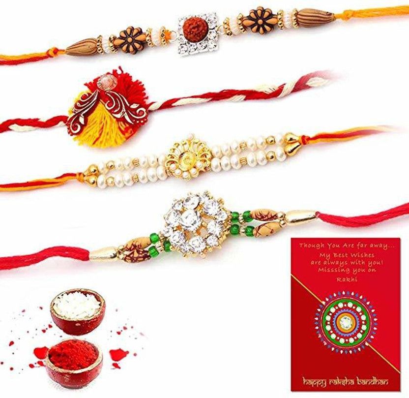 Chawal Roli Pack, Rakhi, Greeting Card Set  (chawal roli, Rakhi, greetings card)