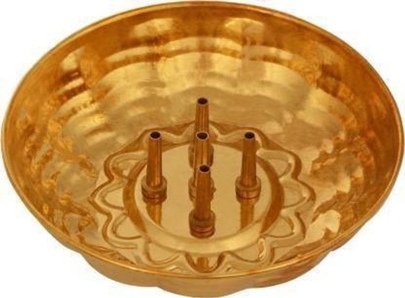 topQuick Brass Golden Agarbatti Stand with Ash Catcher Incense Holder Brass Incense Holder  (Gold)