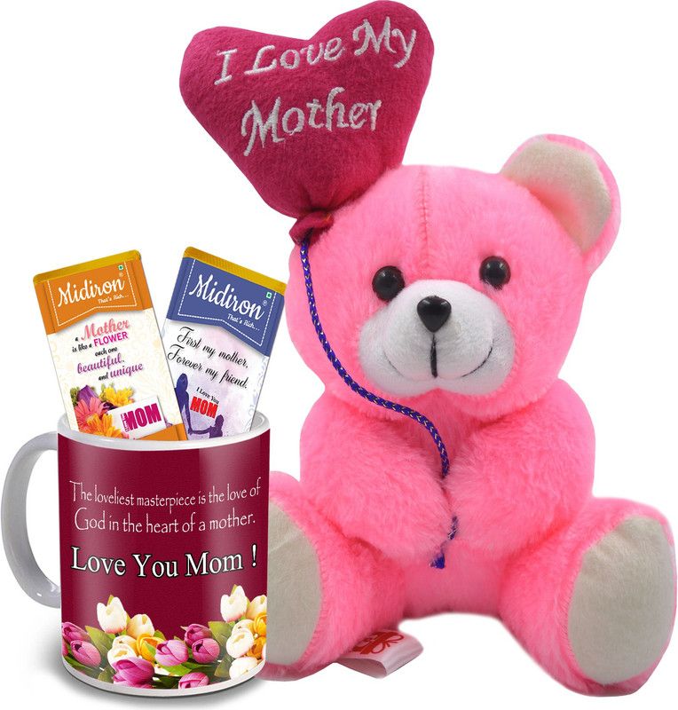 Midiron Mother’s day gift for Mother, Chocolate Bar with I Love My Mother Quoted Teddy gift on her Birthday, Anniversary IZ20Bar14-15TM-STMother-50 Ceramic Gift Box  (Multicolor)