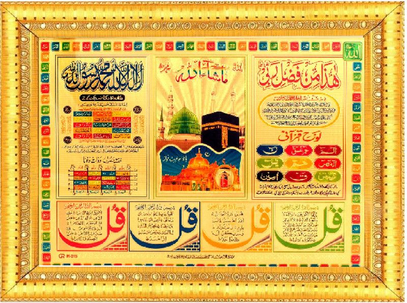 BCOMFORT Lohe Qurani,For Wealth,Prosperity & Success in Business and Home with four Qul Wall Hanging And Religious & Spiritual Handcraft Figurine Showpiece  Religious Frame