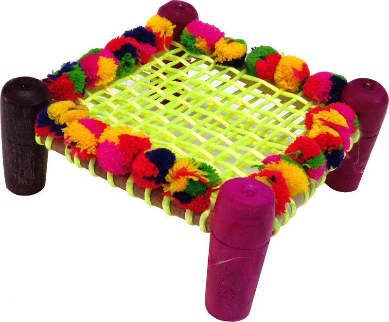 AADITTRAL Laddu Gopal Bed Khat for Ladoo Gopal Ji -Wooden Khaat/Cot/Charpai for Kanha Ji #LG001 Wooden Pooja Chowki  (Multicolor, Pack of 1)
