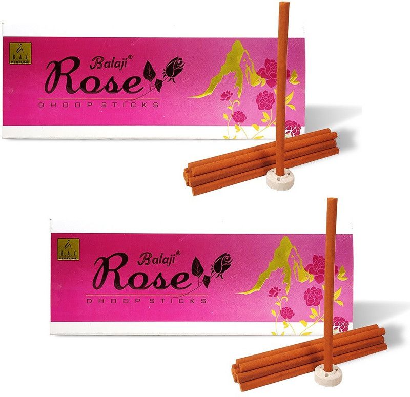 Uniqon Box Pack of 2 (10 Stick Per Box) Balaji Rose Premium Incense Scented Dhoop Stick Rose  (10, Set of 2)