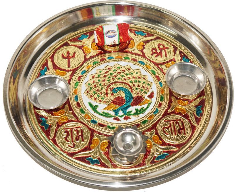 Muren pooja thali set Silver  (Silver)