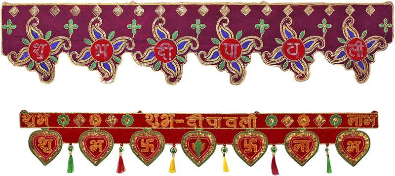 bandhan Velvet Toran/Bandarwal for home décor and pooja ghar decoration/ Bandarwal for home, (2 Different Design)-C36 Toran  (Velvet, Cotton)