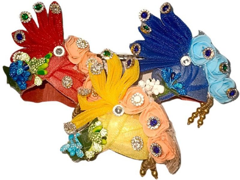 nittzapparels Lord Krishna, Laddu Gopal / Thakur Ji Pagdi (Mukut) Pack of 3, size of 6-8 no. Dress Dress  (Silk)
