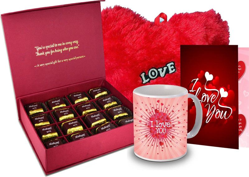 Midiron Surprise Gift for Love, Chocolate Box, Red Heart, Love Quoted Coffee Mug,Greeting Card for Valentine DayIZ20GB17HeartBigRCDMU-DTLove-89 Ceramic, Paper Gift Box  (Multicolor)