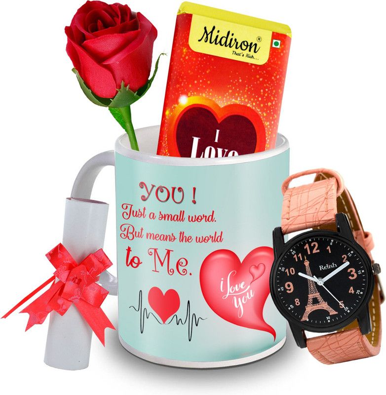 Midiron IZ20DTLoveBar1RoseLCWatF1MU-196 Ceramic Gift Box  (Multicolor)