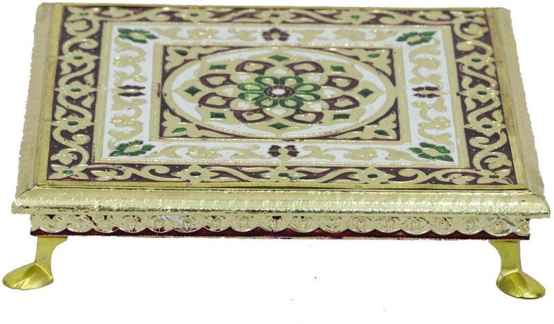Apkamart Handcrafted Minakari Bajot - 12 Inch - Religious Article for all Festivals Wooden All Purpose Chowki  (Multicolor, Pack of 1)