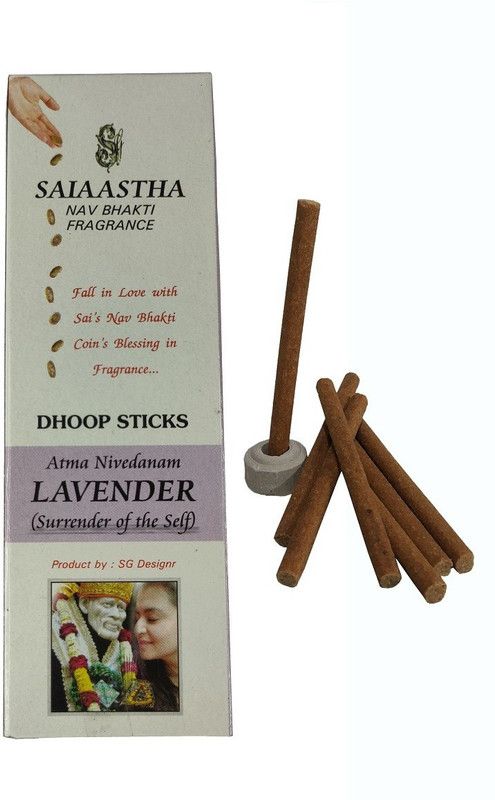 Uniqon (Pack Of 1) Saiaastha Nav Bhakti Fragrance Scented Incense Lavender Dry Dhoop Sticks Dhoopbatti (12 Sticks Box) for Worship Pooja Meditational Sprituality Religious Purposes Scented  (12, Set of 1)