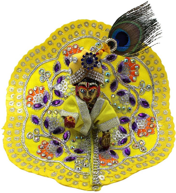 Shyam Creation Laddu Gopal Dress and Mukut/safa (NO 4, 8INCH, YELLOW) Dress  (Cotton)