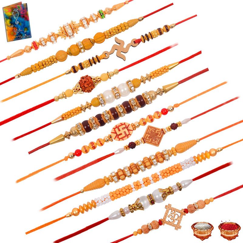 Greeting Card Set  (12 Rakhi set 1 Greeting Card 1 Roli Chawal)