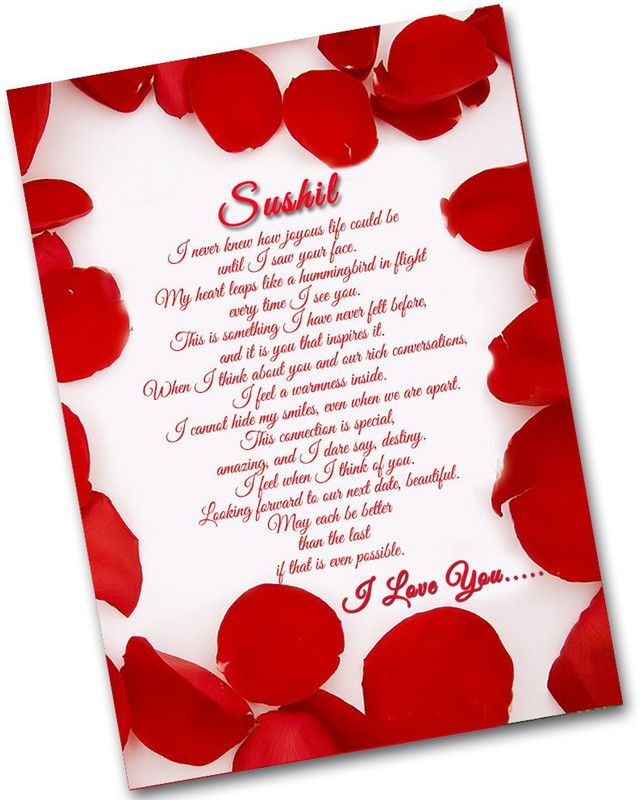 Midas Craft I Love You Sushil Love Letter Quotes 29 Greeting Card  (Red, White, Pack of 1)