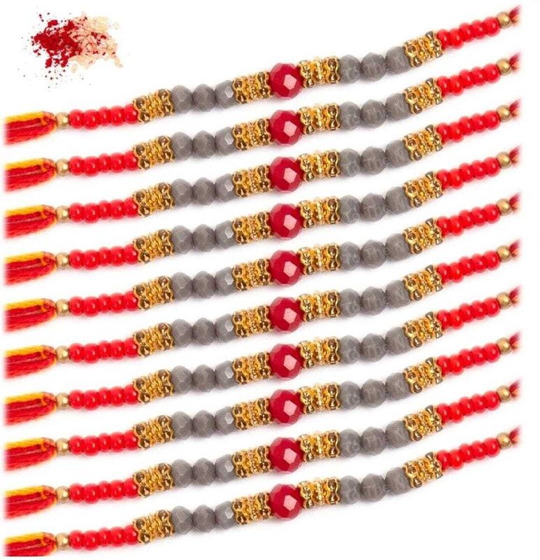 Chawal Roli Pack Set  (10 PIES RAKHI SET WITH ROLI CHAWAL)