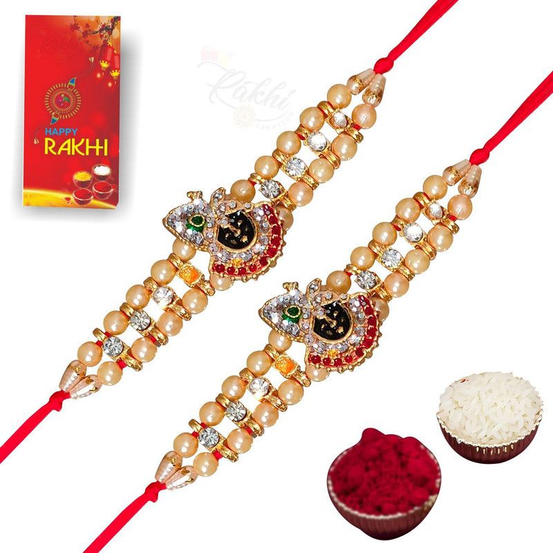 Bracelet, Chawal Roli Pack, Greeting Card Set  (Premium Fancy Khatu Shyam Ji Rakhi Premium Fancy Mukut Rakhi For Brother | Rakhi)