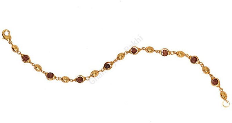 Rakhi, Chawal Roli Pack Set  (brown & golden om rudraksha bracelet cap for man & women For Rakhi)